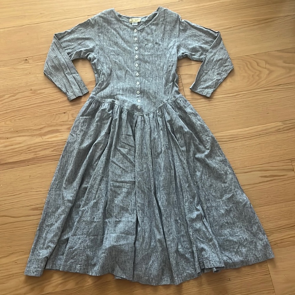Vintage 100% Cotton Gray Dress